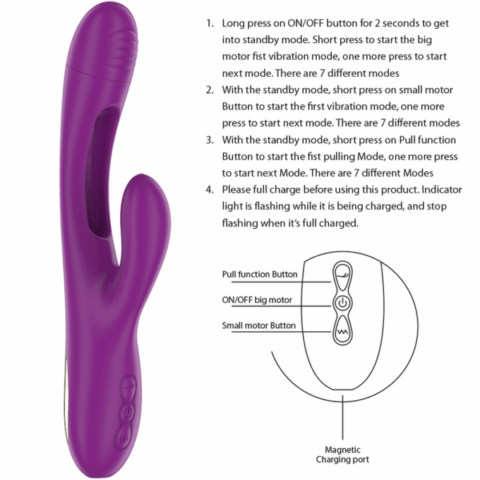 INTENSE - APOLO VIBRADOR MULTIFUNO RECARREGVEL 7 VIBRAÕES COM LÍNGUA OSCILANTE ROXA